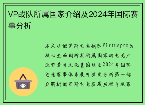VP战队所属国家介绍及2024年国际赛事分析